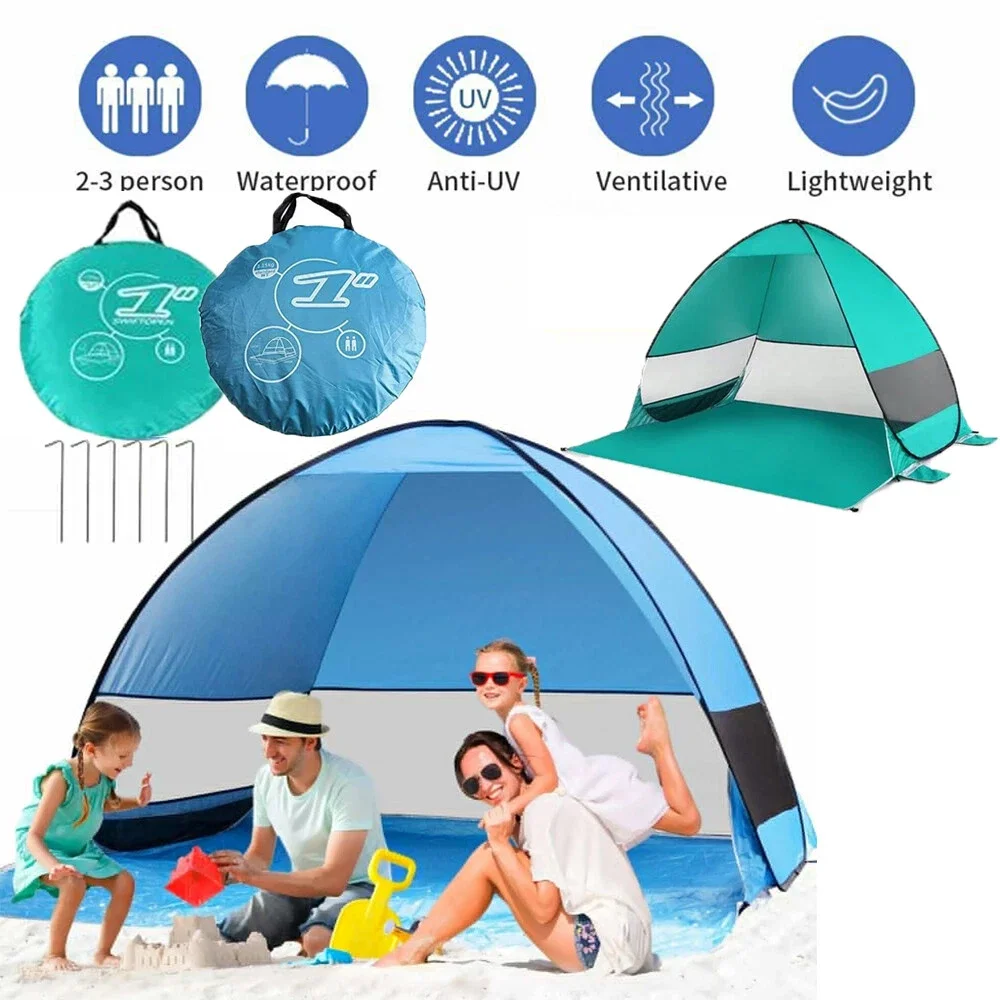 Pop Up Beach Tent Outdoor Camping Travel Shade Sun Shelter Tent Lightweight Folding Waterproof UV Protection Tents 2-3 Man/Women
Pop Up Beach Tent Outdoor Camping Travel Shade Sun Shelter Tent Lightweight Folding Waterproof UV Protection Tents 2-3 Man/Women