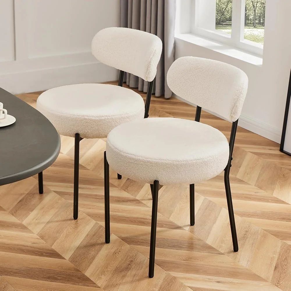 Set of 4 Boucle Upholstered Dining Chairs with Ergonomic Curved Backrest Plush Round Cushion and Sturdy Metal Legs Kitchen Home
Set of 4 Boucle Upholstered Dining Chairs with Ergonomic Curved Backrest Plush Round Cushion and Sturdy Metal Legs Kitchen Home