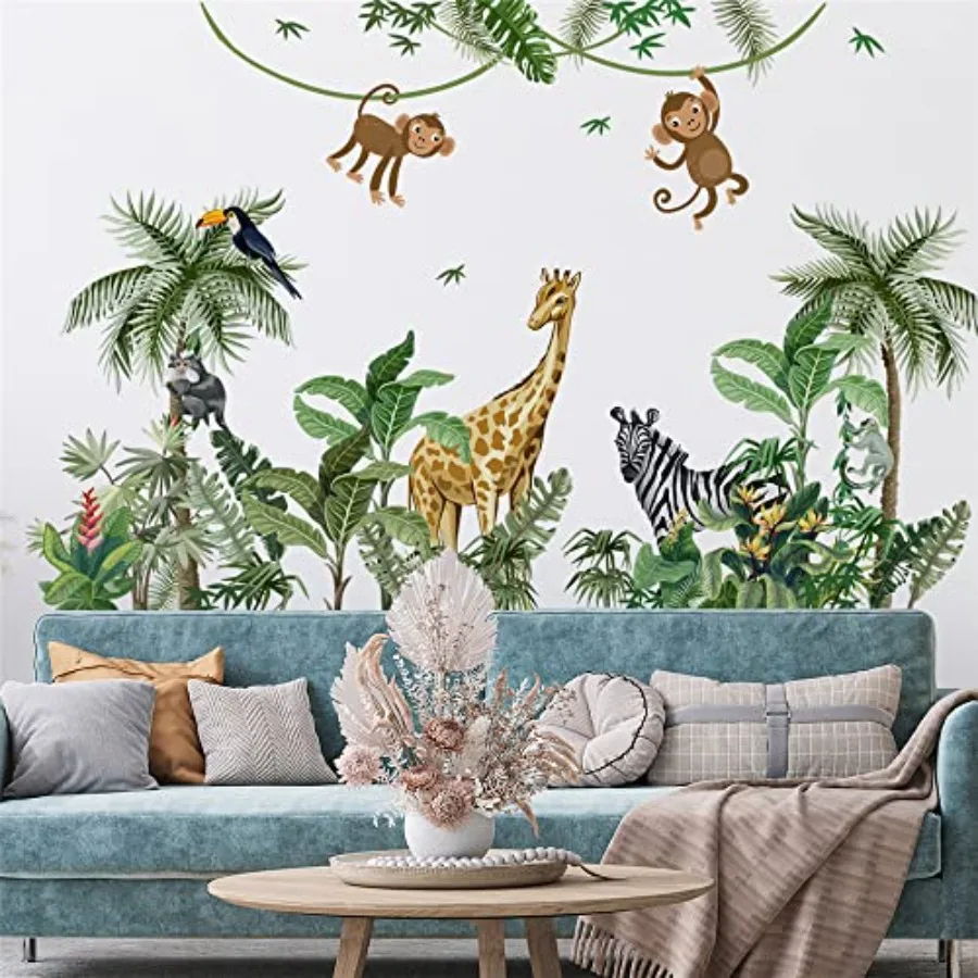 Large Size Tropical Palm Green Leaf Plant Animals Jungle Wall Decals For Room Bedroom Cute Monkey Zebra Giraffe Big Vinyl Self-
Large Size Tropical Palm Green Leaf Plant Animals Jungle Wall Decals For Room Bedroom Cute Monkey Zebra Giraffe Big Vinyl Self-