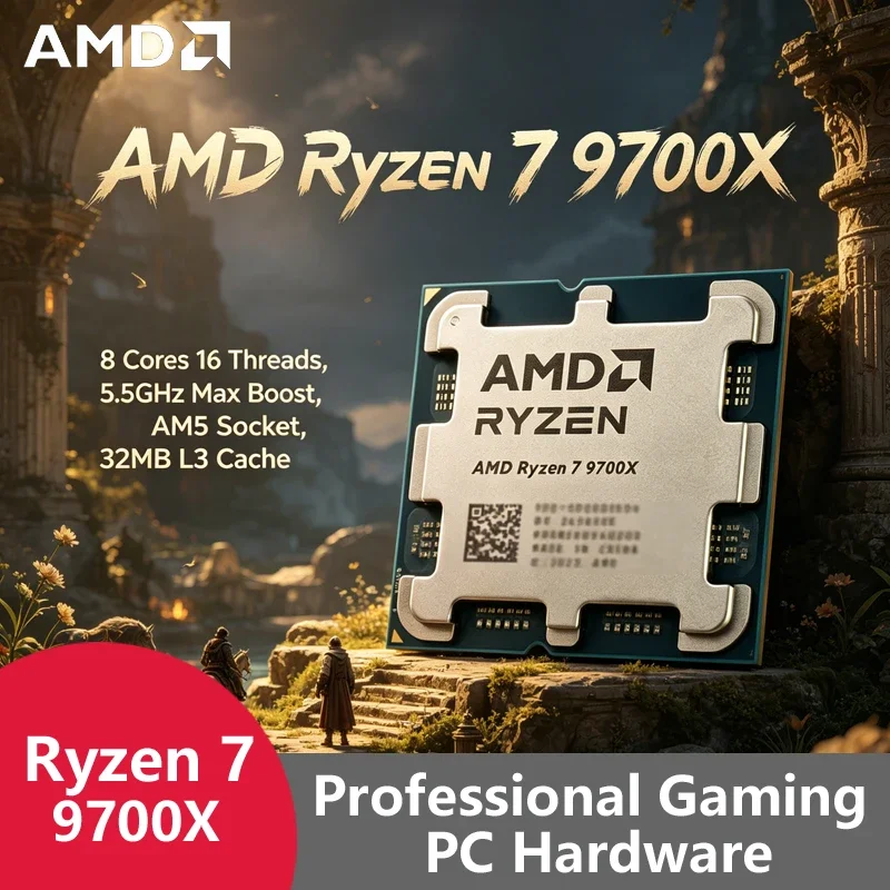 AMD Ryzen 7 9700X AM5 Unlocked Tray CPU, 8C16T 5.5GHz Boost, 32MB Cache, Loose Chip No Box For Gaming Desktop Builds
AMD Ryzen 7 9700X AM5 Unlocked Tray CPU, 8C16T 5.5GHz Boost, 32MB Cache, Loose Chip No Box For Gaming Desktop Builds