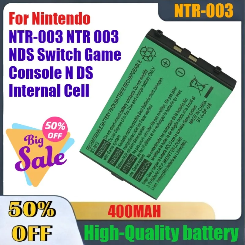 400mAh High-Quality Rechargeable Battery NTR-003 NTR 003 NDS for Nintendo Switch Game Console N DS Internal Cell
400mAh High-Quality Rechargeable Battery NTR-003 NTR 003 NDS for Nintendo Switch Game Console N DS Internal Cell