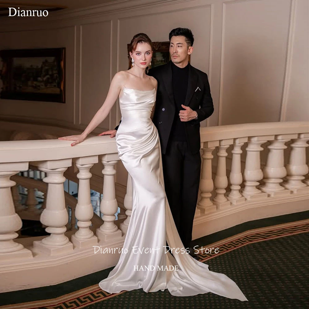 Dianruo Ruched Bodycon Bodice Wedding Dress Chic Minimalist Mermaid Bridal Vestido De Noiva Strapless Evening Dresses Customized
Dianruo Ruched Bodycon Bodice Wedding Dress Chic Minimalist Mermaid Bridal Vestido De Noiva Strapless Evening Dresses Customized