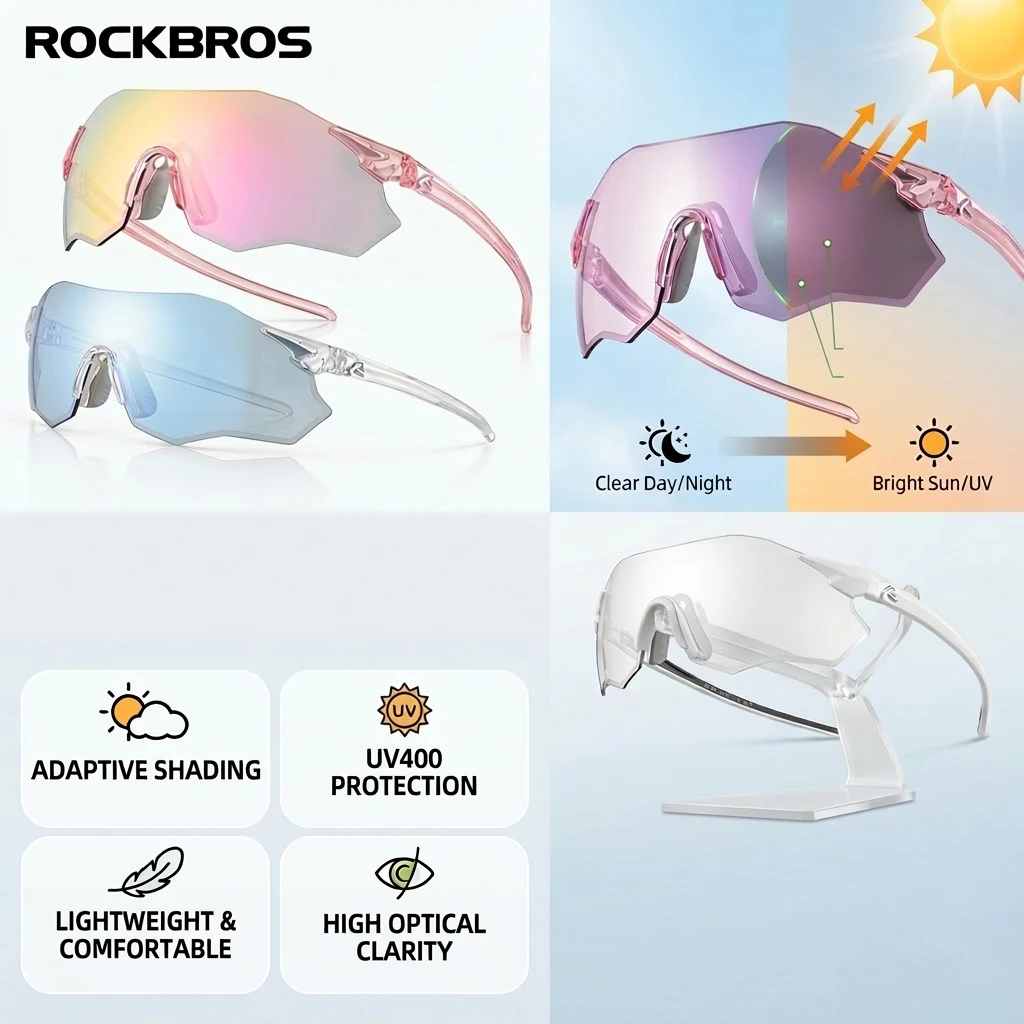ROCKBROS Cycling Glasses Photochromic/Polarized Sunglasses UV Protection Windproof Glasses Men Women Road Riding Sport Eyewear
ROCKBROS Cycling Glasses Photochromic/Polarized Sunglasses UV Protection Windproof Glasses Men Women Road Riding Sport Eyewear