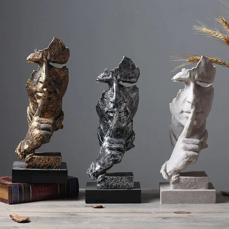 New Resin Silence Mask Statue Abstract Statuettes No Say No See No Hear Mask Sculpture for Office Vintage Home Decor L10
New Resin Silence Mask Statue Abstract Statuettes No Say No See No Hear Mask Sculpture for Office Vintage Home Decor L10