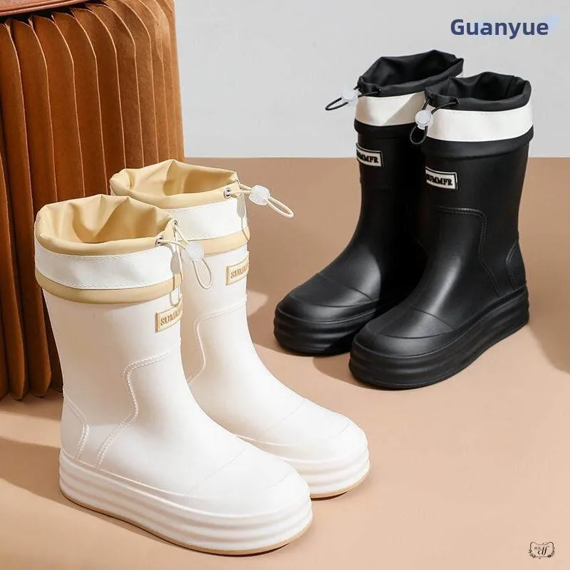 Women's Mid-Calf Fleece-Lined Rain Boots Waterproof Non-Slip Soft Bottom Slip-On EVA Material All-Season Fashionable Rain Shoes
Women's Mid-Calf Fleece-Lined Rain Boots Waterproof Non-Slip Soft Bottom Slip-On EVA Material All-Season Fashionable Rain Shoes