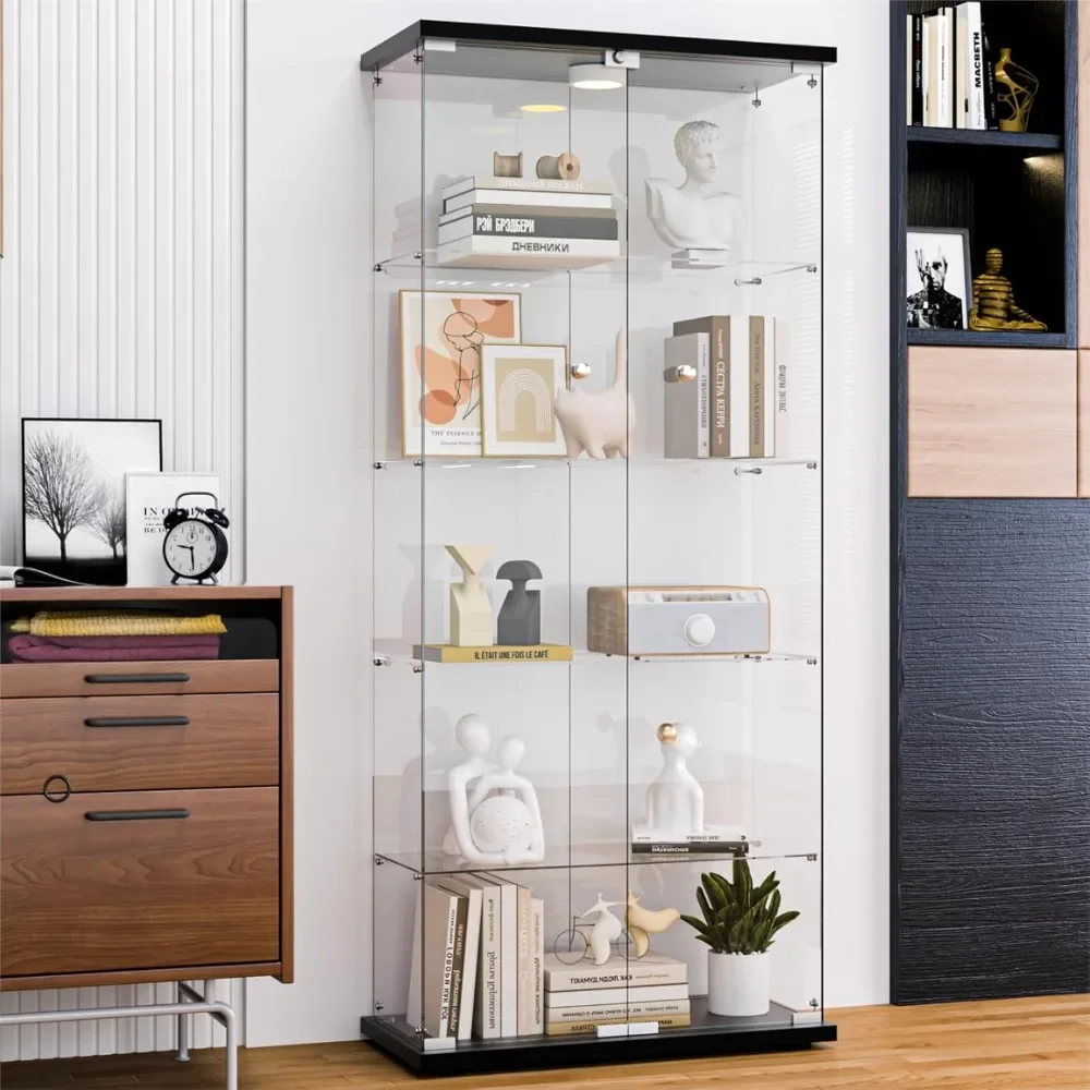 Glass Display Cabinet, 5 Shelves with LED Lights, Bookcase with 5mm Tempered Glass, Floor-to-ceiling Glasss Storage Cabinet
Glass Display Cabinet, 5 Shelves with LED Lights, Bookcase with 5mm Tempered Glass, Floor-to-ceiling Glasss Storage Cabinet