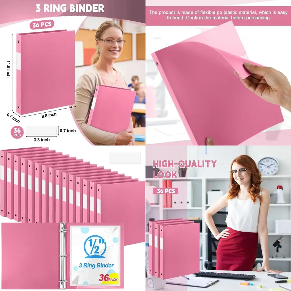 1/2 Inch 3-Ring Binder, Pink, Holds 140 Sheets, Letter Size for Document Organization
1/2 Inch 3-Ring Binder, Pink, Holds 140 Sheets, Letter Size for Document Organization