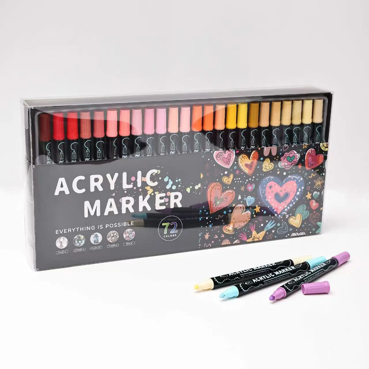 72 Colors Set Acrylic Painting Markers Round Hard Tips Painting For Rock Painting Festival Gift DIY Art Sationery Supply
72 Colors Set Acrylic Painting Markers Round Hard Tips Painting For Rock Painting Festival Gift DIY Art Sationery Supply