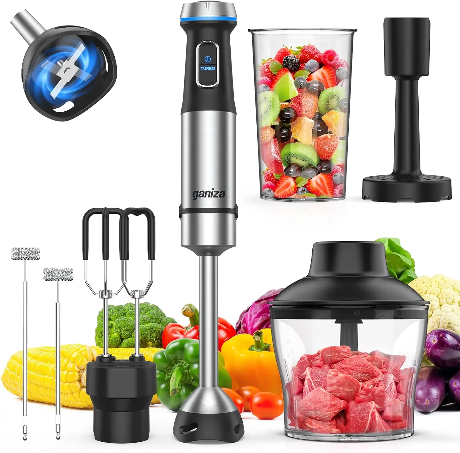 Immersion Blender, 6 In 1 Hand Blender Stainless Steel Blade, 15 Speed Stick Blender Electric, Immersion Blender Handheld With
Immersion Blender, 6 In 1 Hand Blender Stainless Steel Blade, 15 Speed Stick Blender Electric, Immersion Blender Handheld With
