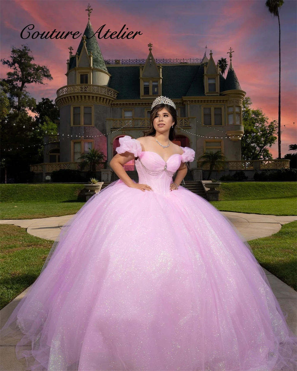Pretty Shiny Pink Off The Shoulder Quinceanera Dresses Crystal Sweet 16 Ball Gown Birthday Party vestidos de 15 años Customized
Pretty Shiny Pink Off The Shoulder Quinceanera Dresses Crystal Sweet 16 Ball Gown Birthday Party vestidos de 15 años Customized
