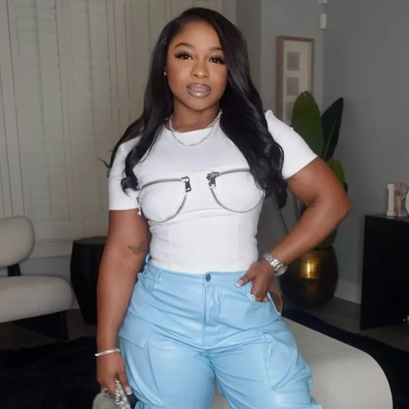 New Women Fashion Short Sleeve Zipper T-shirts 2025 Summer Fitness O-neck Sexy Girl Cute Slim Streetwear Elastic Tee Tops
New Women Fashion Short Sleeve Zipper T-shirts 2025 Summer Fitness O-neck Sexy Girl Cute Slim Streetwear Elastic Tee Tops