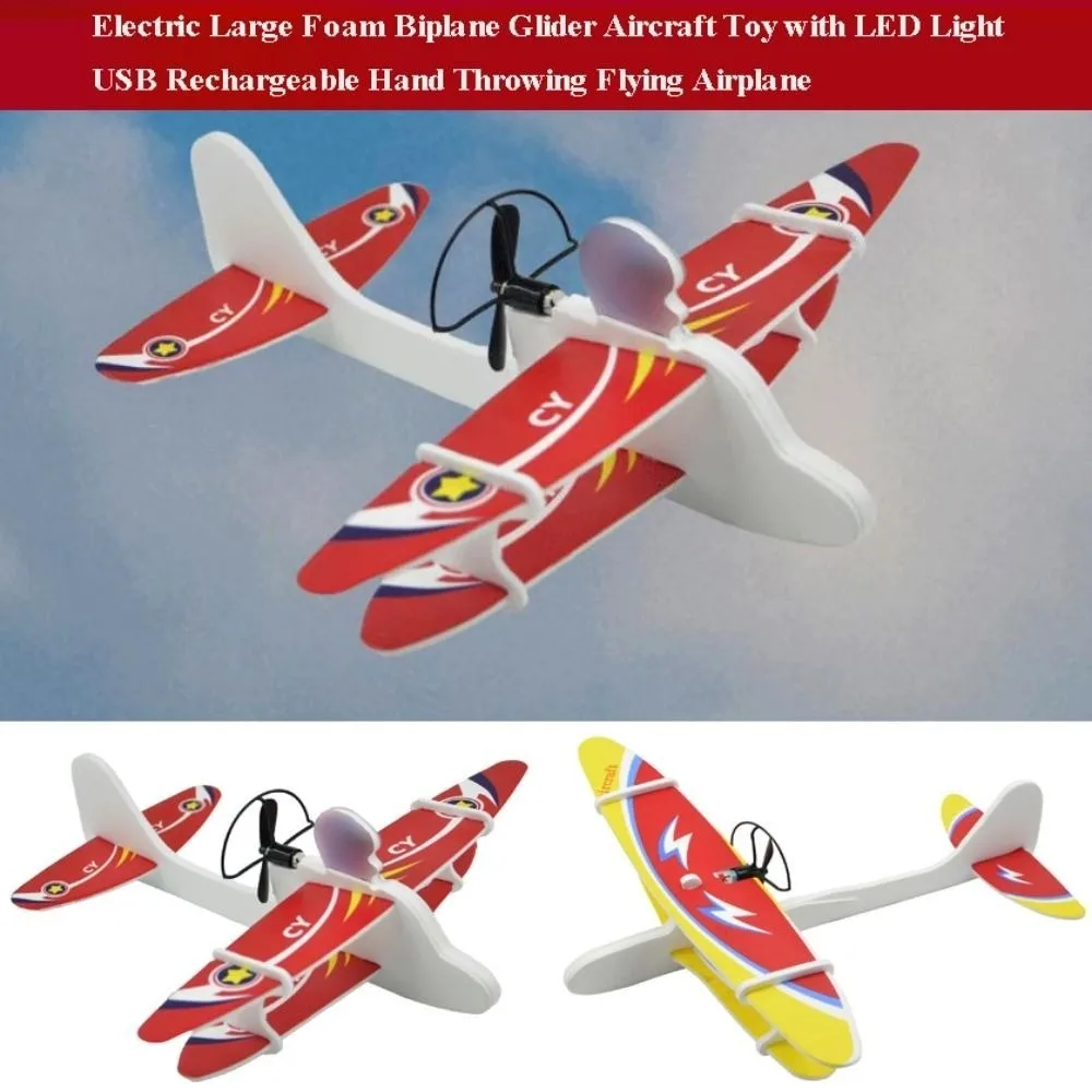 USB Rechargeable Electric Large Foam Biplane Glider PP 24.5mm*9mm*24mm Flight Glider with LED Light DIY Aircraft Model Toy
USB Rechargeable Electric Large Foam Biplane Glider PP 24.5mm*9mm*24mm Flight Glider with LED Light DIY Aircraft Model Toy