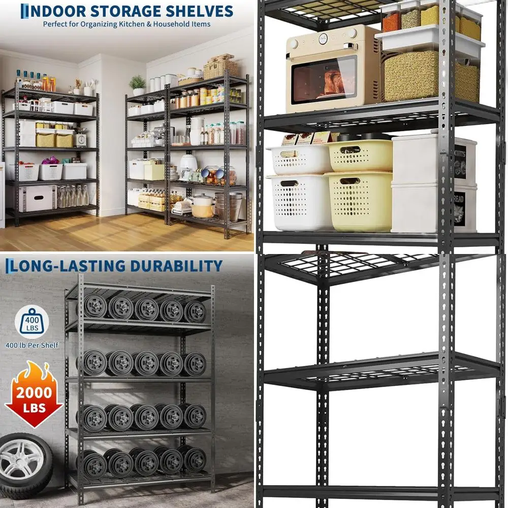 Сверхпрочный 5-ярусный регулируемый металлический стеллаж, 36x16x72, грузоподъемность 2200 фунтов, для гаража, мастерской, кладовой, кухни
Сверхпрочный 5-ярусный регулируемый металлический стеллаж, 36x16x72, грузоподъемность 2200 фунтов, для гаража, мастерской, кладовой, кухни