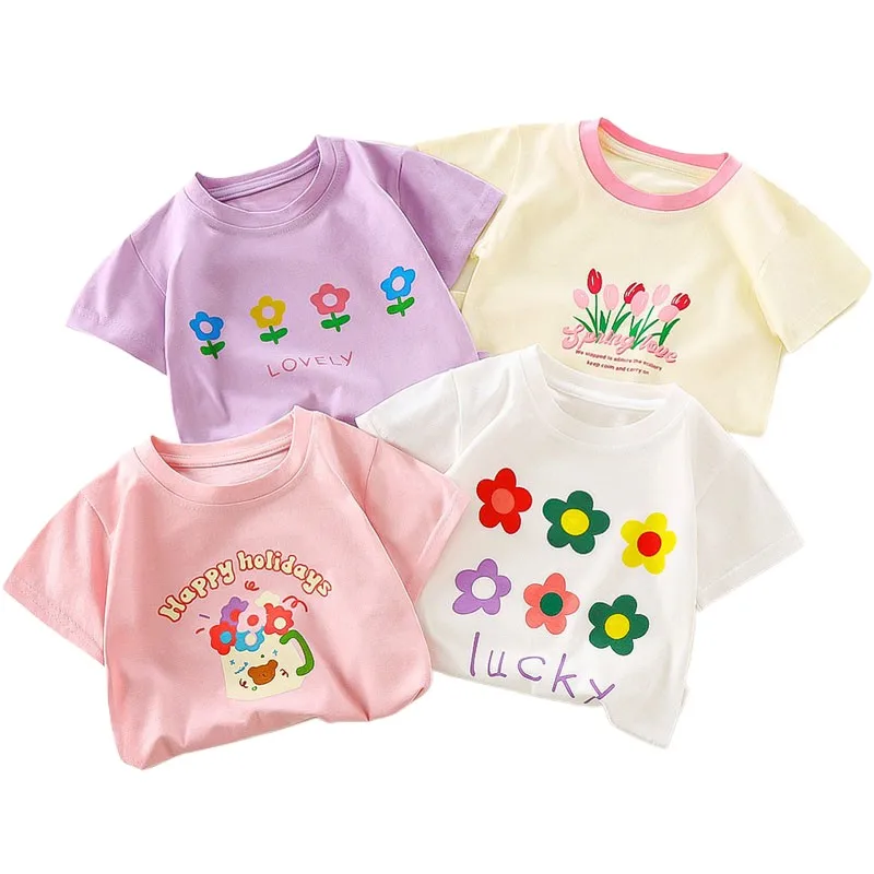 2-8Y Girls' Summer Cotton T-shirt Sweet Floral Tulip Stylish Short Sleeved Tops Children's T-shirt Fashion Casual Kids Tees
2-8Y Girls' Summer Cotton T-shirt Sweet Floral Tulip Stylish Short Sleeved Tops Children's T-shirt Fashion Casual Kids Tees