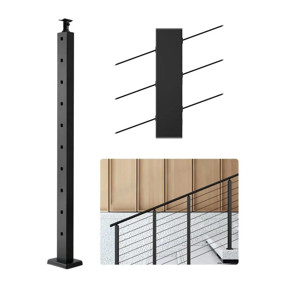 Black Stainless Steel Cable Railing Post 36 Inch with Pre-Drilled 30 Degree Angled Holes for Stair Installation Horizontal and
Black Stainless Steel Cable Railing Post 36 Inch with Pre-Drilled 30 Degree Angled Holes for Stair Installation Horizontal and