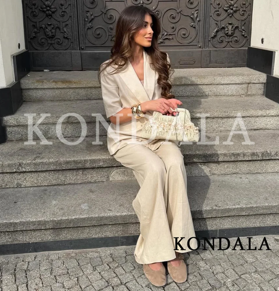 Женский модный деловой костюм KONDALA 2026: Элегантный летний комплект с укороченным двубортным блейзером и длинными брюками
Женский модный деловой костюм KONDALA 2026: Элегантный летний комплект с укороченным двубортным блейзером и длинными брюками
