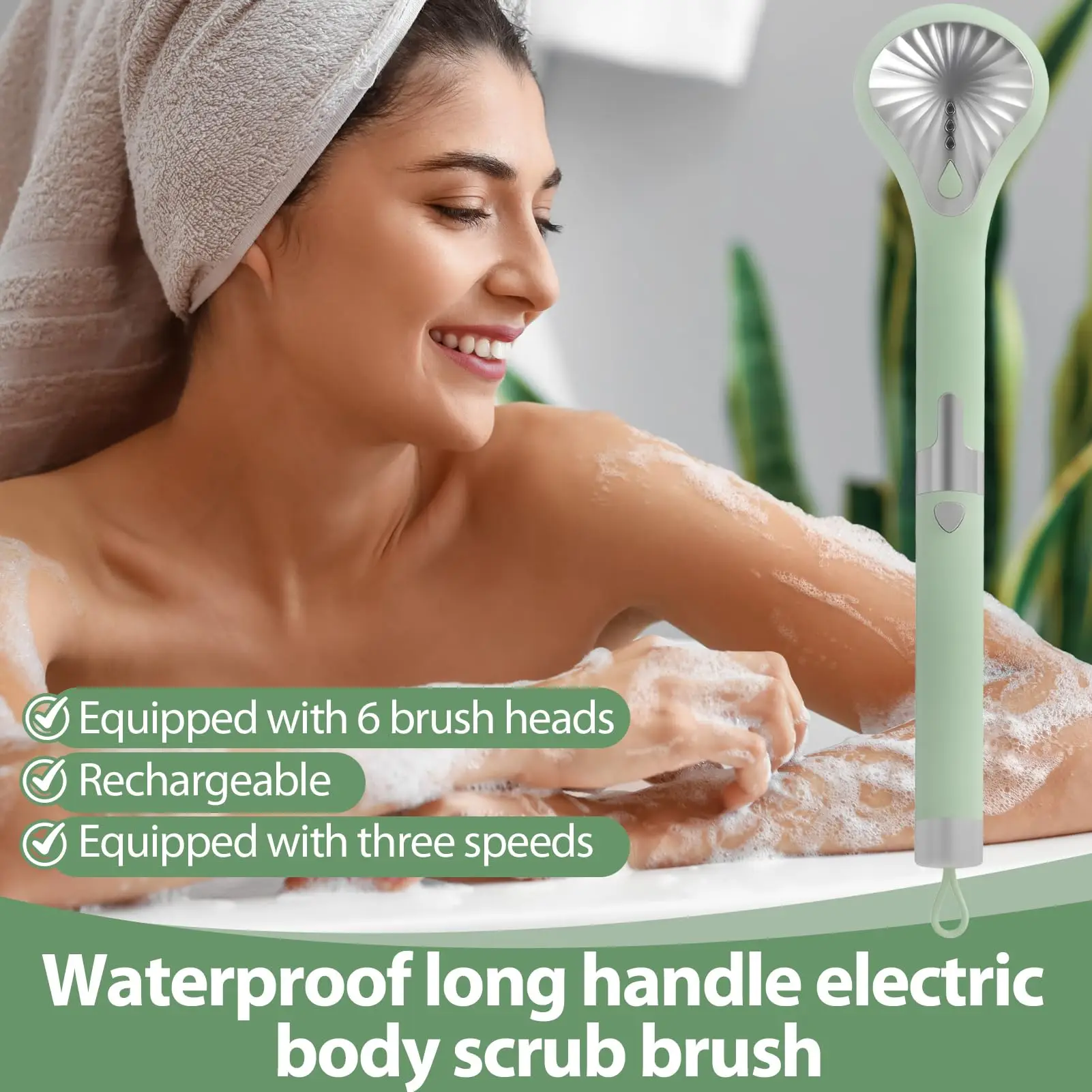 Электрическая щетка для душа 6-в-1, водонепроницаемая, 3 скорости, перезаряжаемая, с длинной ручкой, для отшелушивания, массажа и очищения тела
Электрическая щетка для душа 6-в-1, водонепроницаемая, 3 скорости, перезаряжаемая, с длинной ручкой, для отшелушивания, массажа и очищения тела