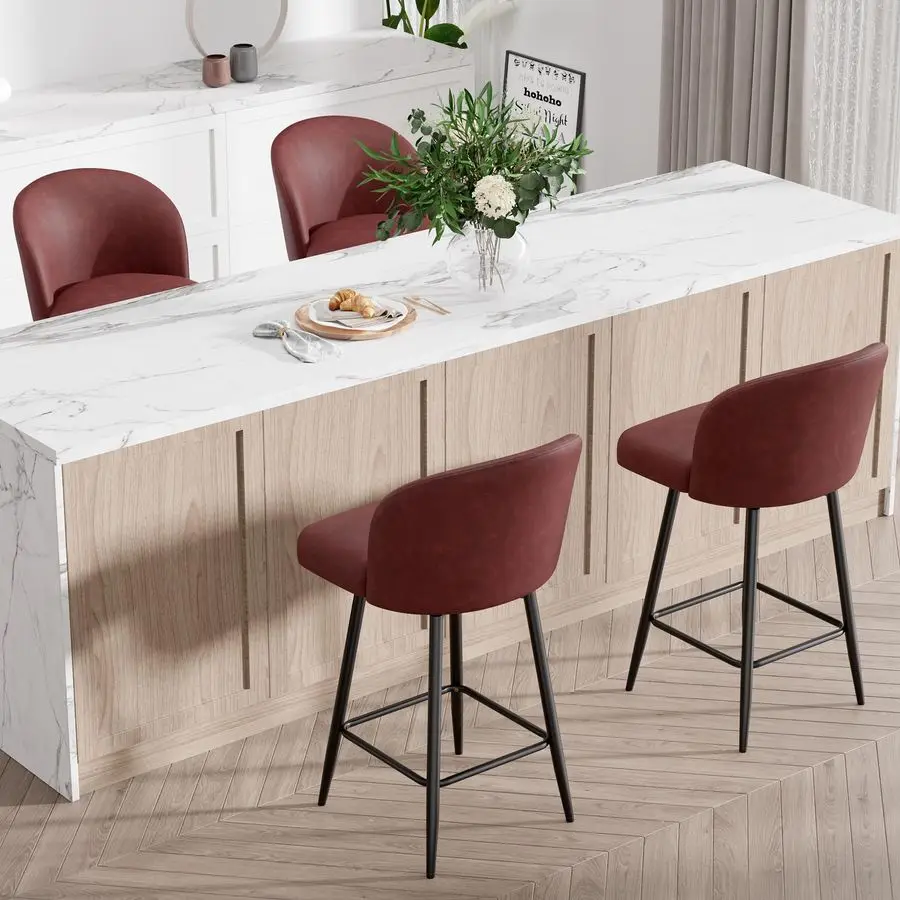 Height Bar Stools Set of 4,360 Swivel Barstools with High Back and Metal Legs,26 Seat Height, Upholstered PU Leather Bar Chairs
Height Bar Stools Set of 4,360 Swivel Barstools with High Back and Metal Legs,26 Seat Height, Upholstered PU Leather Bar Chairs