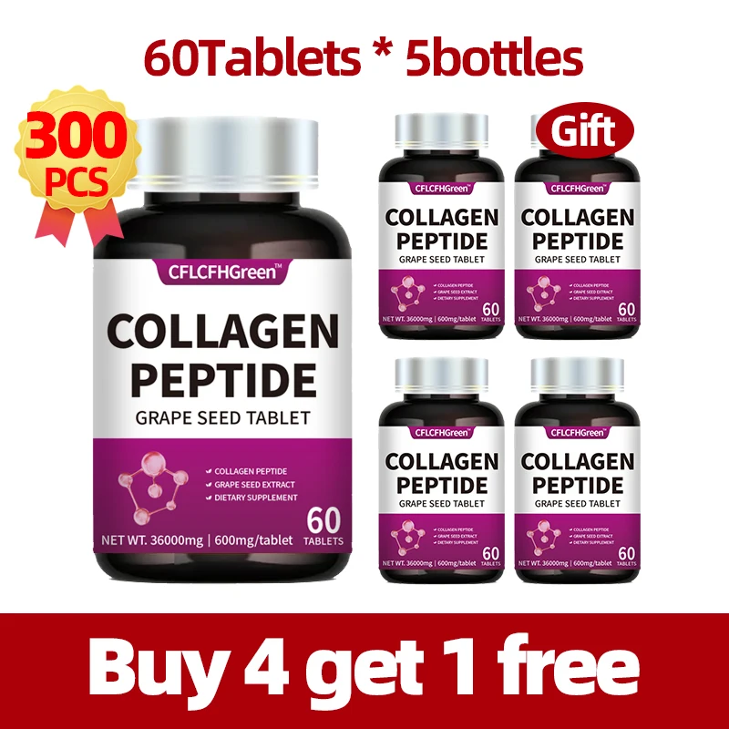 Collagen Peptides Supplement Brighten Skin Promotes Healthy Hair Anti Aging Grape Seed Extract 60/180/300 Pcs
Collagen Peptides Supplement Brighten Skin Promotes Healthy Hair Anti Aging Grape Seed Extract 60/180/300 Pcs