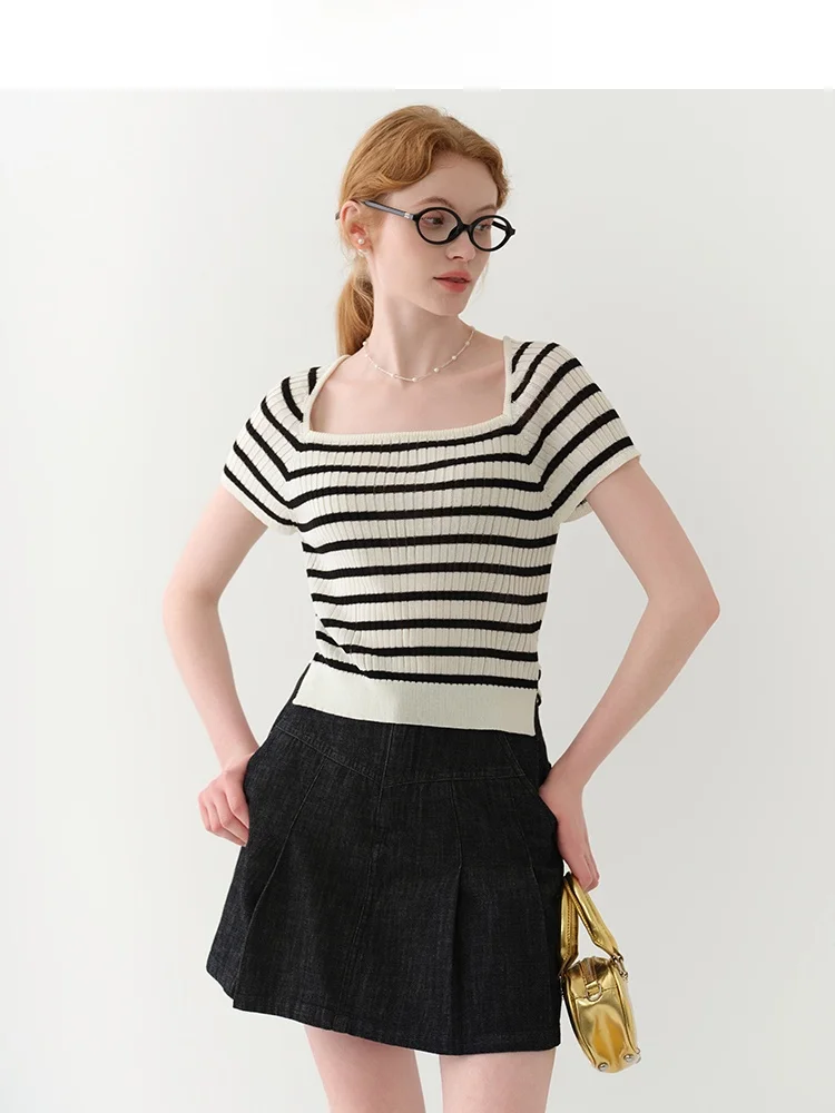 Retro Striped Knitwear ort Sve Women's Top Square Collar Ba Strap Design Summer Sensation Commute Sle Linen Blend
Retro Striped Knitwear ort Sve Women's Top Square Collar Ba Strap Design Summer Sensation Commute Sle Linen Blend