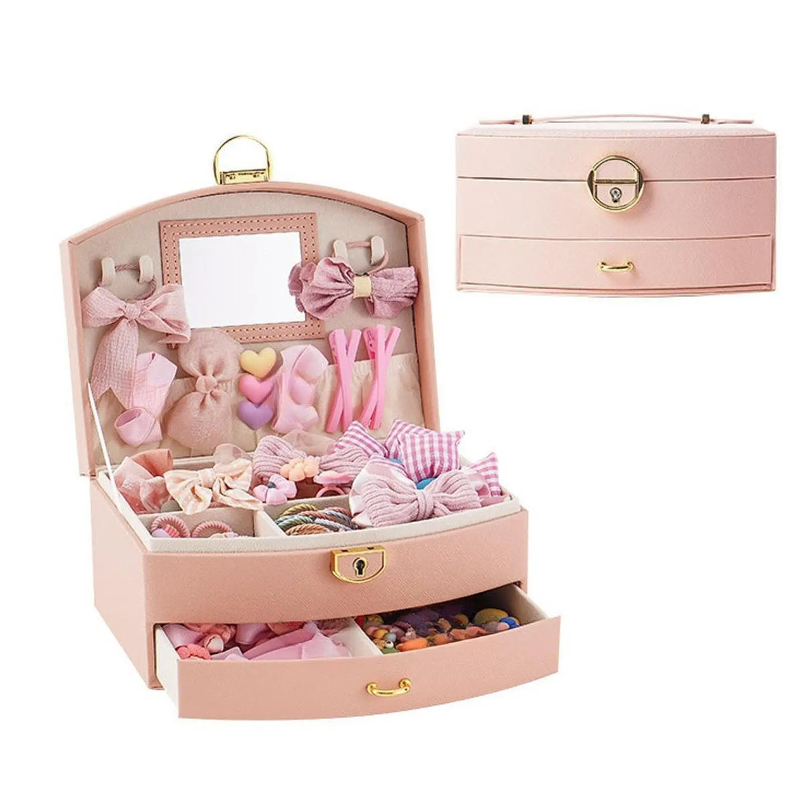 Jewelry Storage Box Built in Makeup Mirror Professional Jewelry Organizer for Rings Christmas Bracelets Valentines Day Birthdays
Jewelry Storage Box Built in Makeup Mirror Professional Jewelry Organizer for Rings Christmas Bracelets Valentines Day Birthdays