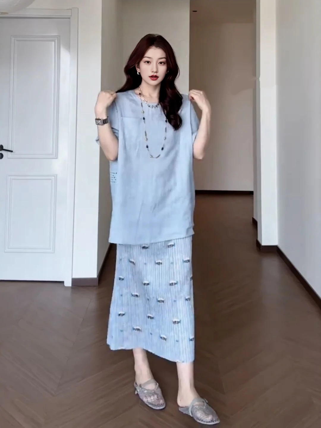 plus Size Women's Korean Style Printed Blue A-Line Skirt High Waist Flattering for Pear Shaped plus Size Ladies Skirts
plus Size Women's Korean Style Printed Blue A-Line Skirt High Waist Flattering for Pear Shaped plus Size Ladies Skirts