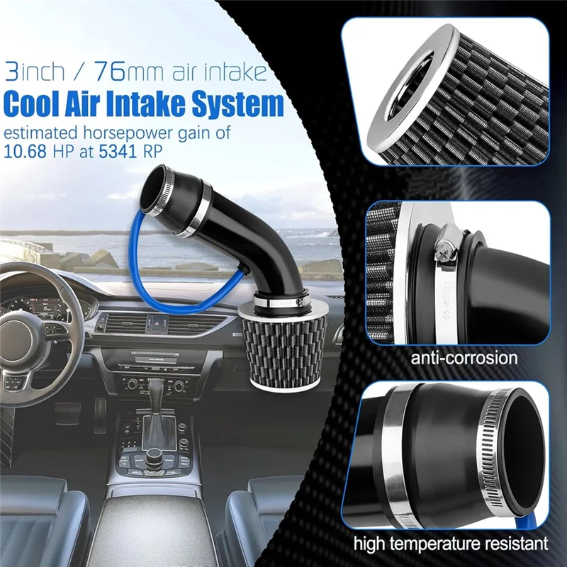 A85E-Cool Air Intake Kit, 3Inch Universal Car Cool Air Intake Pipe Aluminium Automotive Filter Induction Flow Hose Pipe Kit
A85E-Cool Air Intake Kit, 3Inch Universal Car Cool Air Intake Pipe Aluminium Automotive Filter Induction Flow Hose Pipe Kit