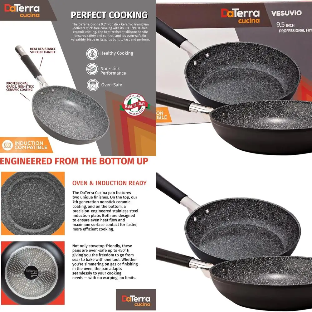 Итальянская керамическая сковорода с антипригарным покрытием, 9,5 дюймов, подходит для духовки и индукционных плит, можно мыть в посудомоечной машине, высокая термостойкость, дизайн «Вулканический черный»
Итальянская керамическая сковорода с антипригарным покрытием, 9,5 дюймов, подходит для духовки и индукционных плит, можно мыть в посудомоечной машине, высокая термостойкость, дизайн «Вулканический черный»