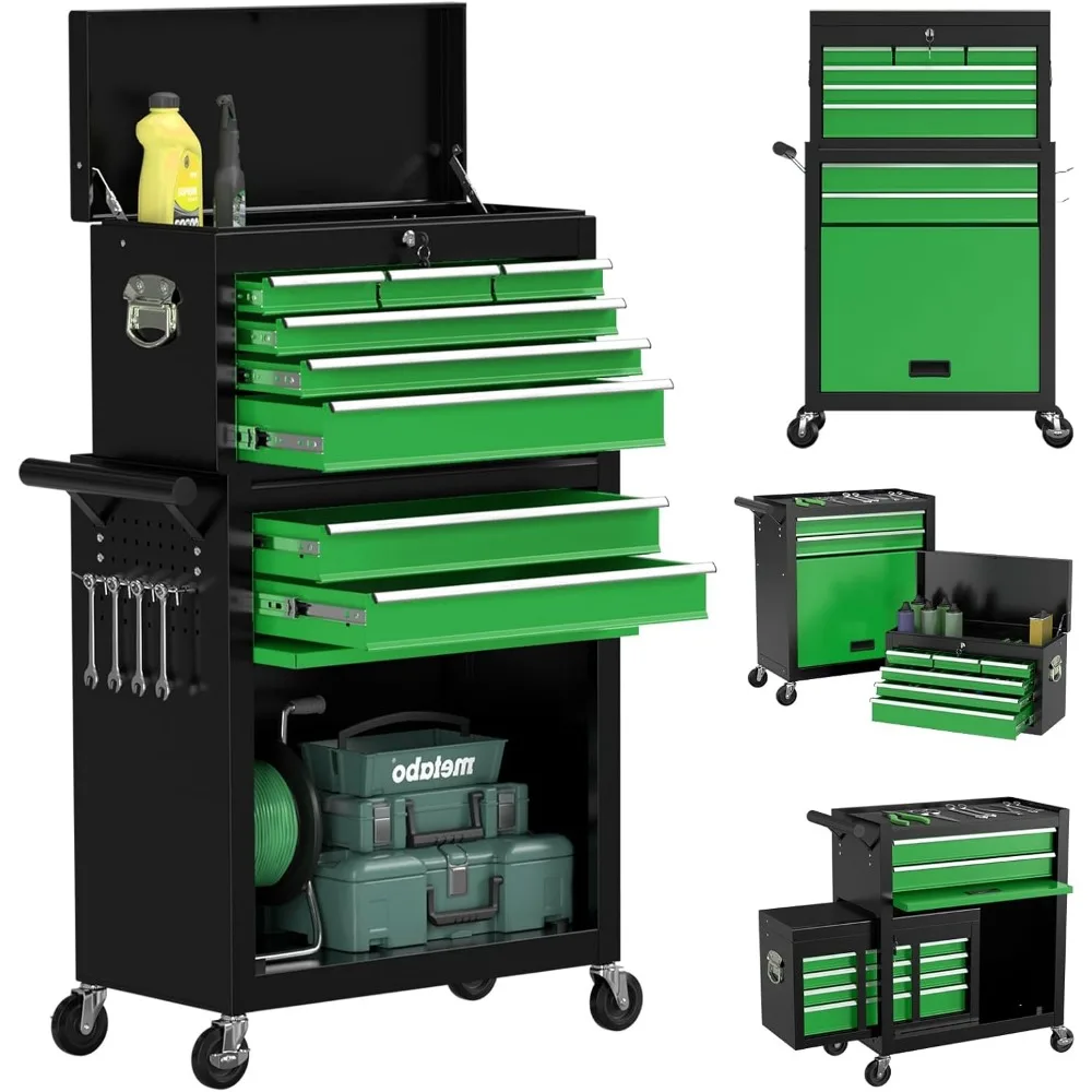 8-Drawer Rolling Tool Box, Lockable Rolling Tool Chest with Wheels and Drawers, 2 in 1 Large Capacity Storage Tool Cabinet for G
8-Drawer Rolling Tool Box, Lockable Rolling Tool Chest with Wheels and Drawers, 2 in 1 Large Capacity Storage Tool Cabinet for G