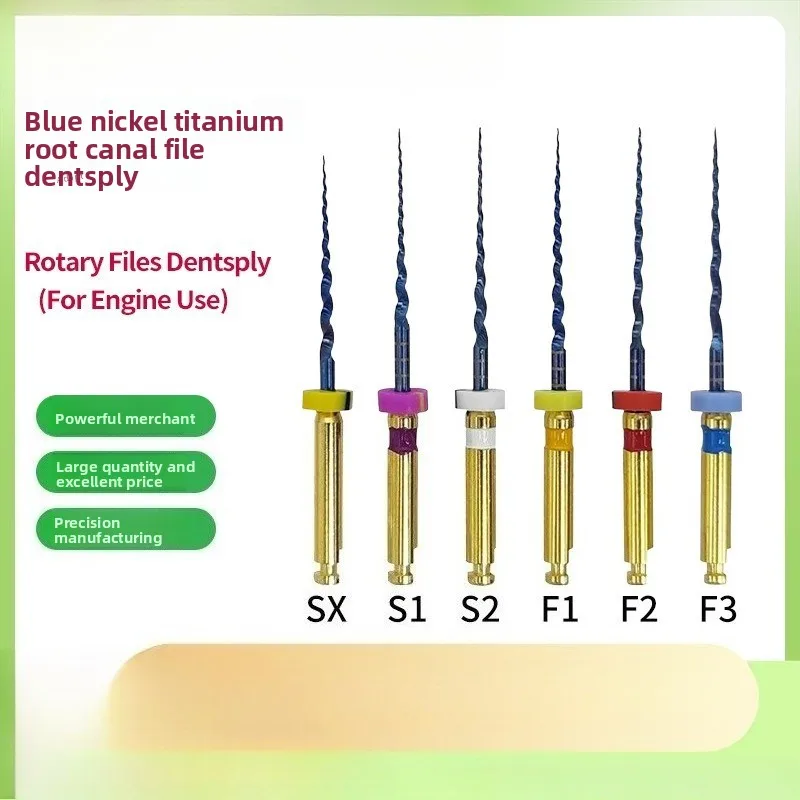 Blue Heat-Activated NiTi Rotary Files SX-F3 Dentsply Large Taper Dental Root Canal Endo Files 6-piece set
Blue Heat-Activated NiTi Rotary Files SX-F3 Dentsply Large Taper Dental Root Canal Endo Files 6-piece set