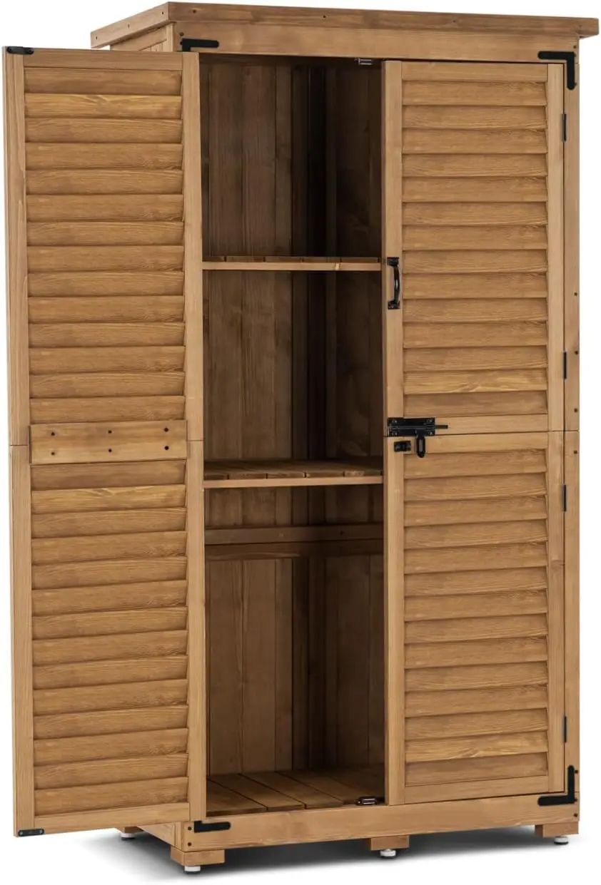 Outdoor Yard and Patio Use - Wood Vertical Storage Cabinet with Lockers, Natural Color
Outdoor Yard and Patio Use - Wood Vertical Storage Cabinet with Lockers, Natural Color