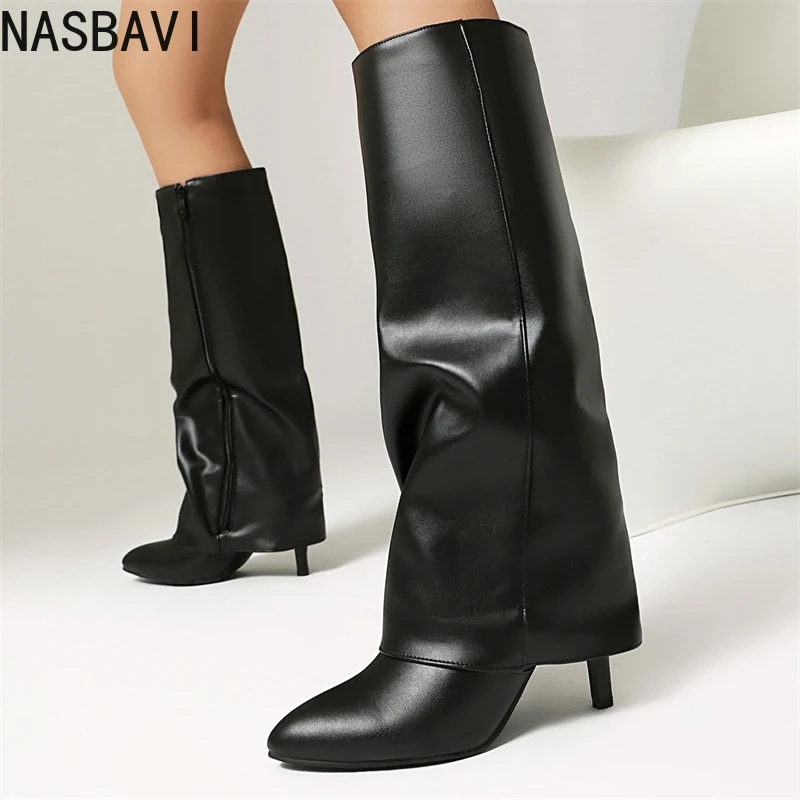 Black Women's Knee High Boots Fashion Winter Turned-over Edge Western Boots White pu Leather High Heels Footwear Shoes Big Size
Black Women's Knee High Boots Fashion Winter Turned-over Edge Western Boots White pu Leather High Heels Footwear Shoes Big Size
