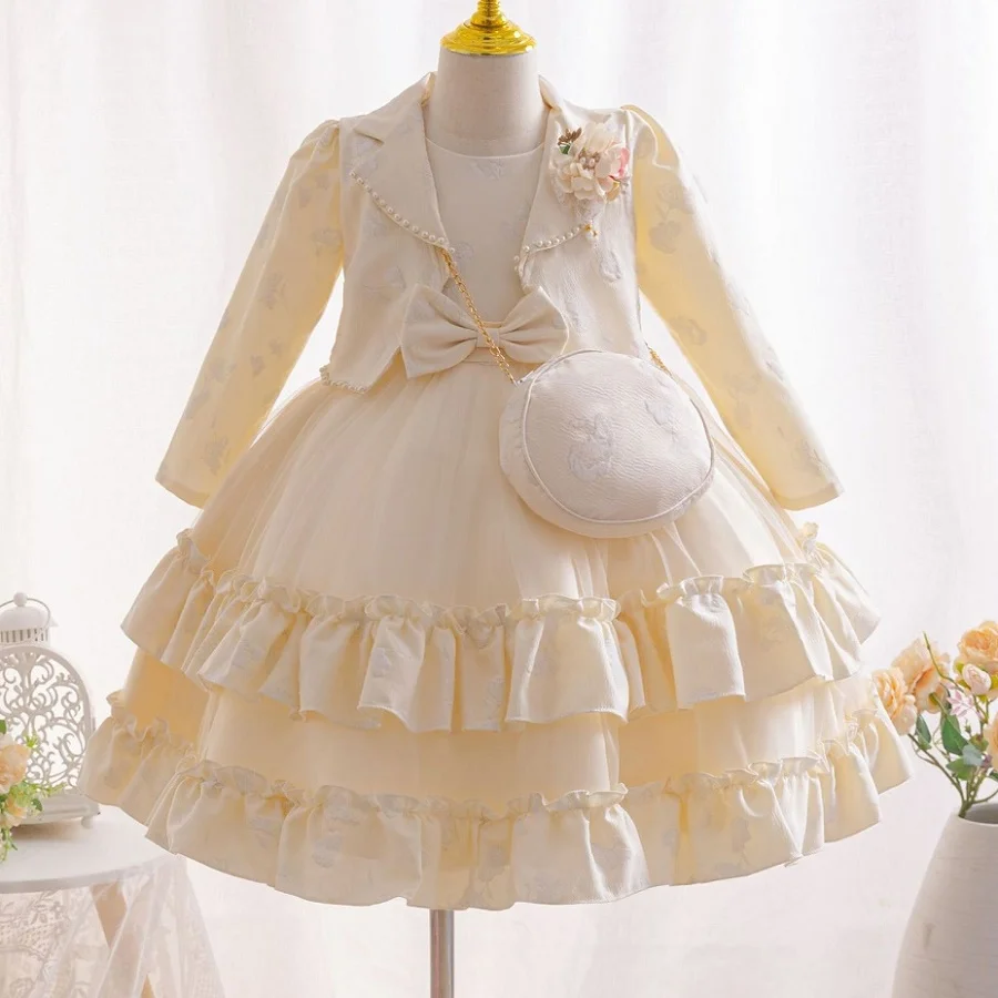 Girls Flower Long Sleeve Princess Dress Baby Sweet Coat Shoulder Bag Skirt Set Wedding Flower Girl Dress birthday dress Holiday
Girls Flower Long Sleeve Princess Dress Baby Sweet Coat Shoulder Bag Skirt Set Wedding Flower Girl Dress birthday dress Holiday