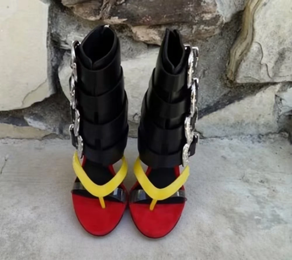 Cool Black Leather Ankle Cuff Heeled Sandals Oversized Crystal Buckles Open-Toe Stiletto Heel Punk Style Party Sandals
Cool Black Leather Ankle Cuff Heeled Sandals Oversized Crystal Buckles Open-Toe Stiletto Heel Punk Style Party Sandals