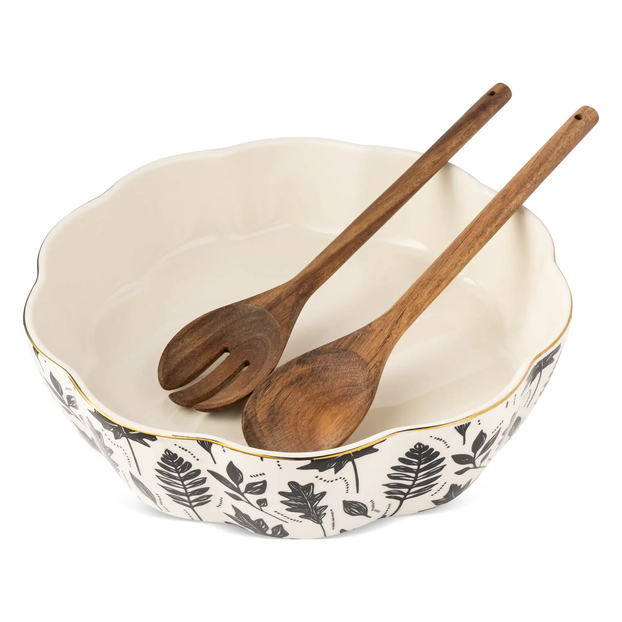Harvest 3-Piece 2.5 QT Serving Bowl with Acacia Serving Spoon and Fork Set, Stoneware
Harvest 3-Piece 2.5 QT Serving Bowl with Acacia Serving Spoon and Fork Set, Stoneware