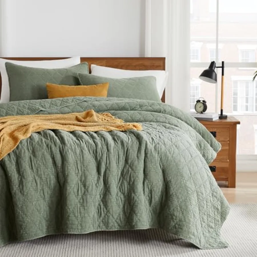 Olive Green King Size Quilt Set Muslin Cotton Shell Down-Alt Poly Filling Soft Shabby Chic Rustic Farmhouse Country Bedspread T
Olive Green King Size Quilt Set Muslin Cotton Shell Down-Alt Poly Filling Soft Shabby Chic Rustic Farmhouse Country Bedspread T
