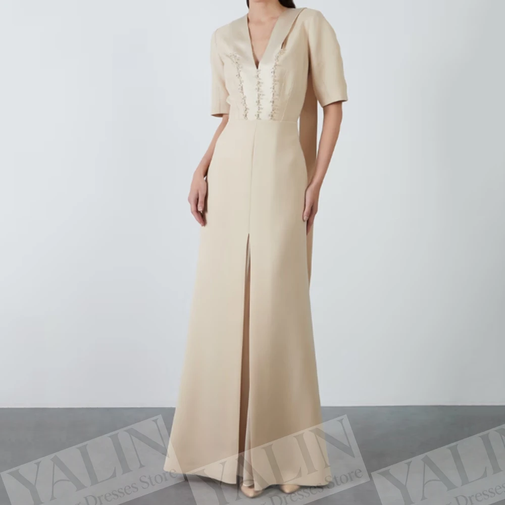 Women's A-line Evening Dresses Ankle-length V-neck Short Sleeve Prom Dresses Fashion Sequined Simple Draped Customized Gowns
Women's A-line Evening Dresses Ankle-length V-neck Short Sleeve Prom Dresses Fashion Sequined Simple Draped Customized Gowns