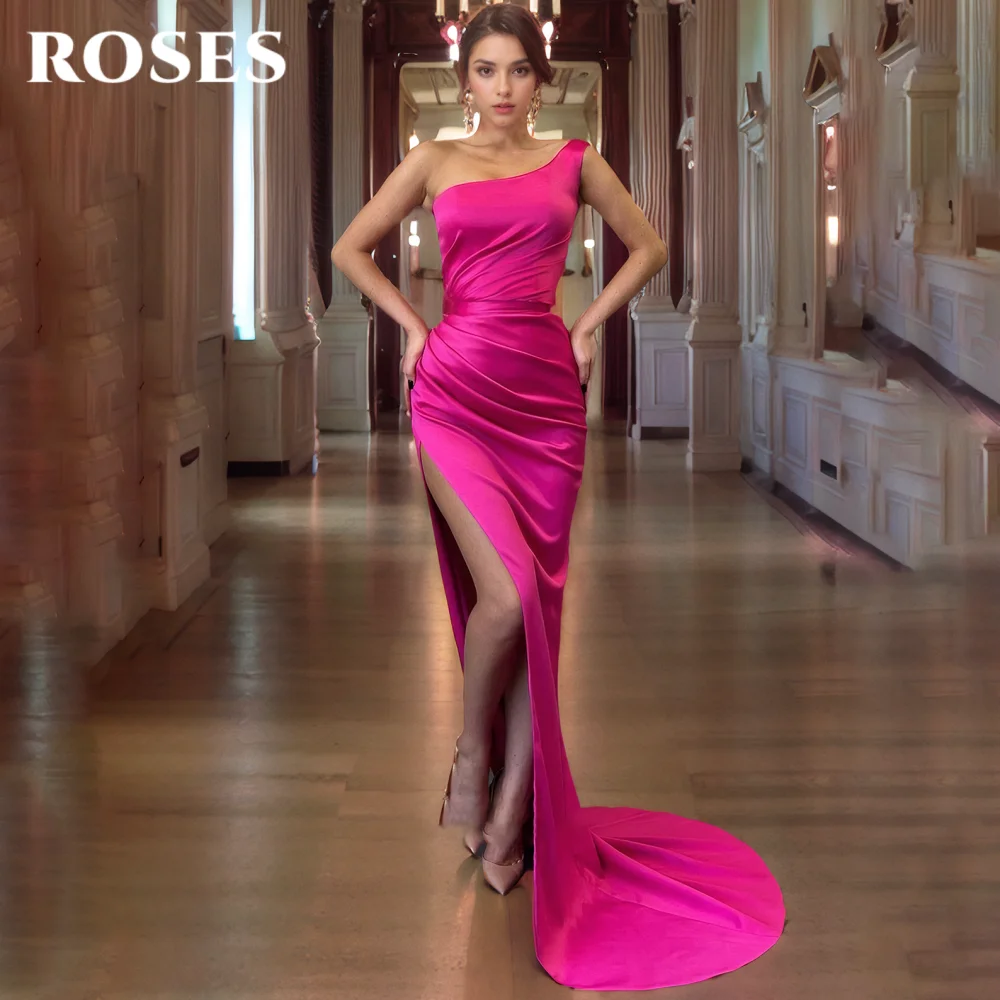 ROSES Fuchsia Elegant Evening Dress One Shoulder Backless Prom Gown Stain Side High Split Mermaid Evening Dresses Customized
ROSES Fuchsia Elegant Evening Dress One Shoulder Backless Prom Gown Stain Side High Split Mermaid Evening Dresses Customized