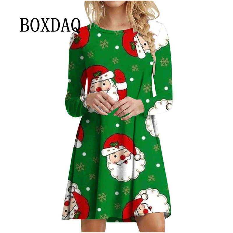 Festival Christmas Party Women Dress Casual Cute Christmas Tree Snowflakes Print A-Line Dress Autumn Winter Long Sleeve Clothes
Festival Christmas Party Women Dress Casual Cute Christmas Tree Snowflakes Print A-Line Dress Autumn Winter Long Sleeve Clothes