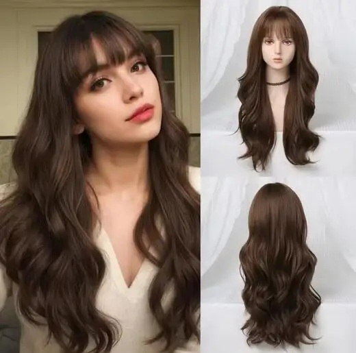 Long Natural Synthetic Dark Brown Wigs with Bangs for Women Cosplay Hair Long Wave Wig Realistic Wigs Heat Resistant Daily Use
Long Natural Synthetic Dark Brown Wigs with Bangs for Women Cosplay Hair Long Wave Wig Realistic Wigs Heat Resistant Daily Use