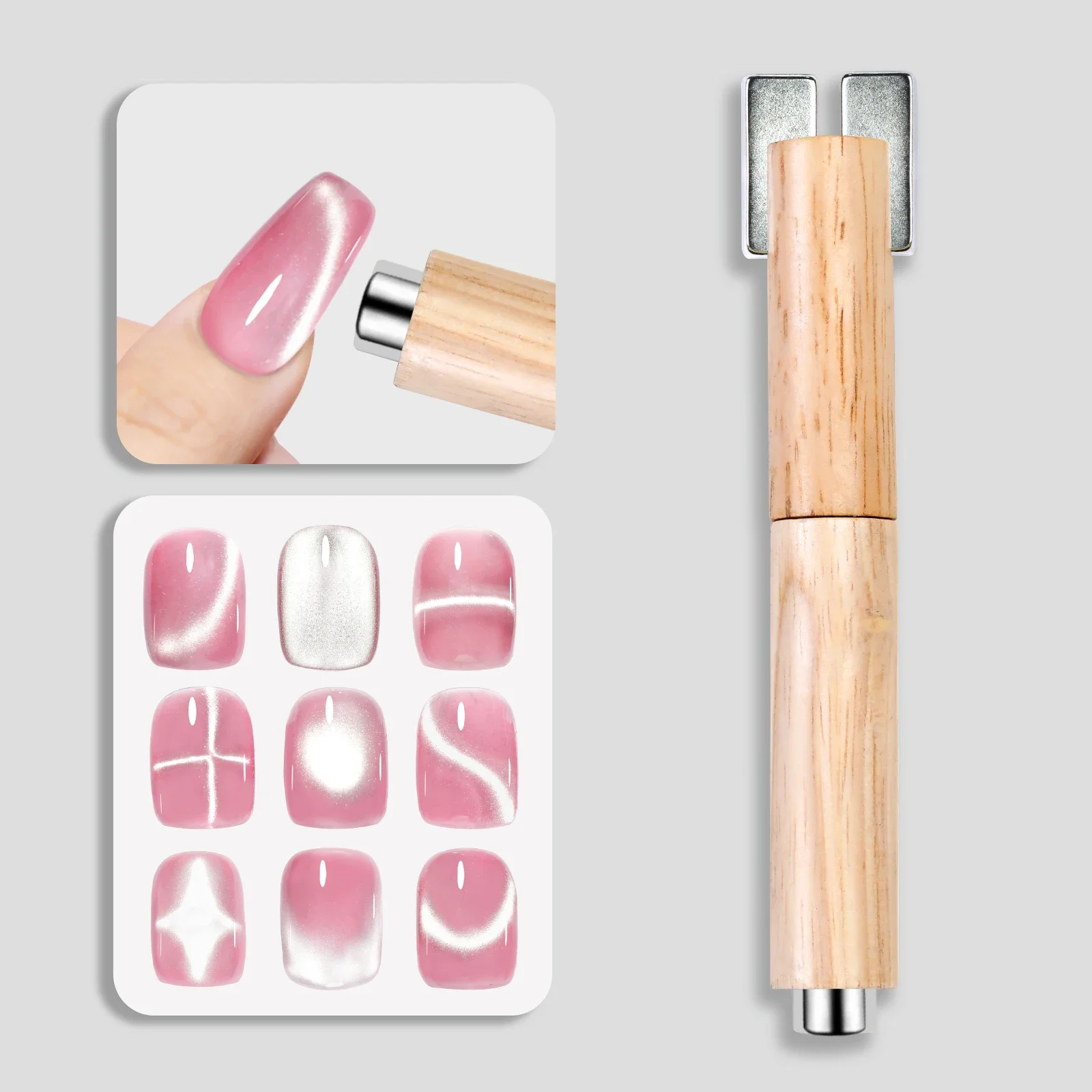 1pc Multifunctional Strong Manicure Cat's Eye Magnet Wooden Handle Cylindrical UV/LED Gel Magnet Tool Double Head Nail Art Tool
1pc Multifunctional Strong Manicure Cat's Eye Magnet Wooden Handle Cylindrical UV/LED Gel Magnet Tool Double Head Nail Art Tool