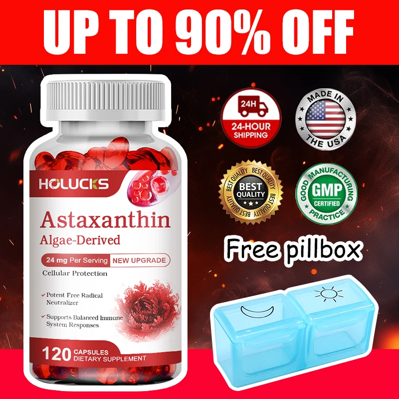Premium Natural Astaxanthin Supplement, Support Blood Flow, Reduces Oxidative Stress & Healthy Cholesterol, Overall Vitality
Premium Natural Astaxanthin Supplement, Support Blood Flow, Reduces Oxidative Stress & Healthy Cholesterol, Overall Vitality