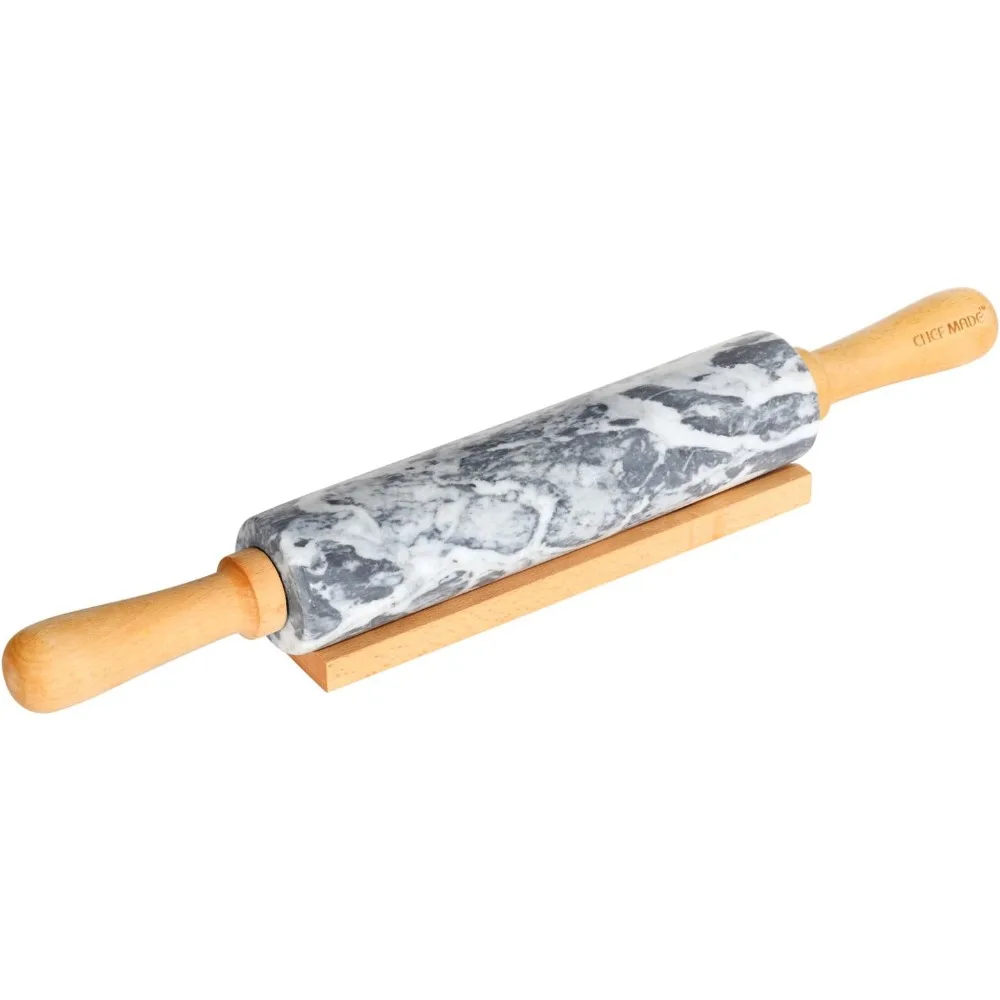 18-Inch Marble Rolling Pin with Wooden Handles and Holder, Non-Stick Design in Gray and White
18-Inch Marble Rolling Pin with Wooden Handles and Holder, Non-Stick Design in Gray and White