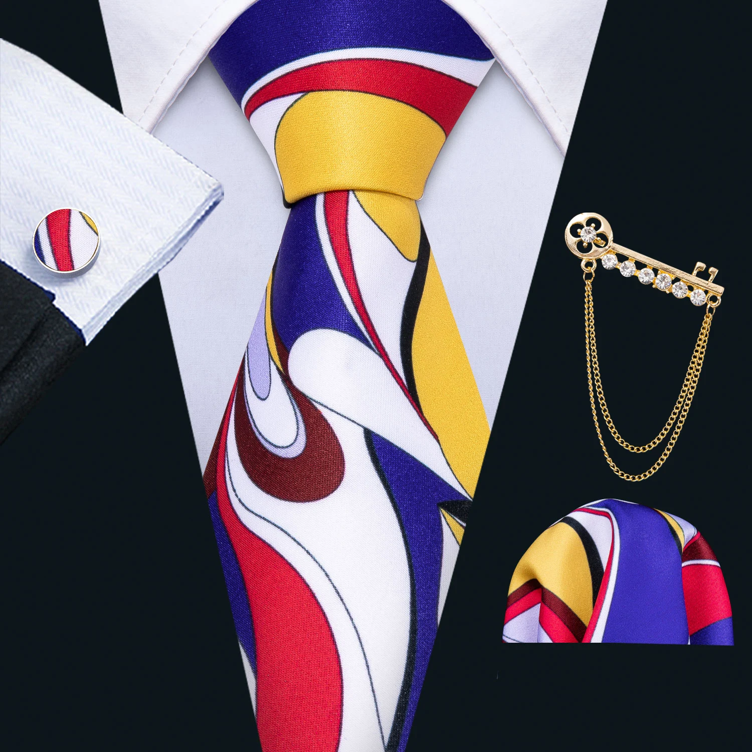 Mens Tie White Black Yellow Ties Hanky Cuffinks Brooch Necktie Set Wedding Party Vintage
Mens Tie White Black Yellow Ties Hanky Cuffinks Brooch Necktie Set Wedding Party Vintage