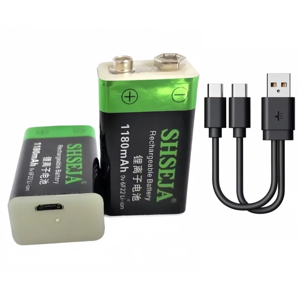 2pcs/lot 1180mAh 9V rechargeable battery 6F22 USB lithium-ion battery fast charging via USB cable
2pcs/lot 1180mAh 9V rechargeable battery 6F22 USB lithium-ion battery fast charging via USB cable