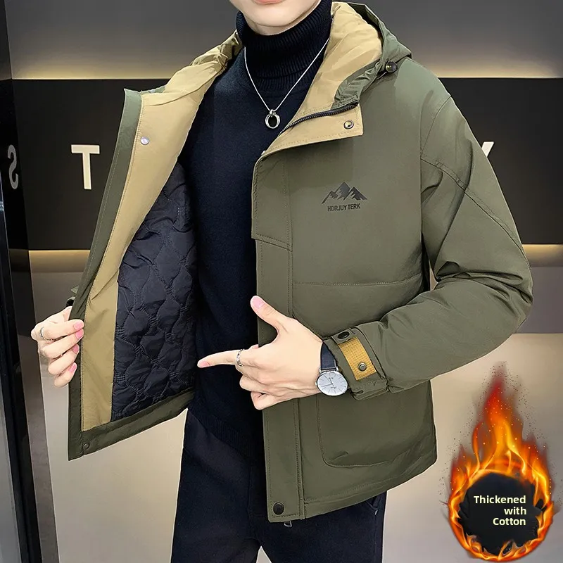 Thiened Cotton Jaet for Men Winter Casual Youth Faionable Zipper Hooded Warm Long Sve Polyester Inner Lined Coat
Thiened Cotton Jaet for Men Winter Casual Youth Faionable Zipper Hooded Warm Long Sve Polyester Inner Lined Coat