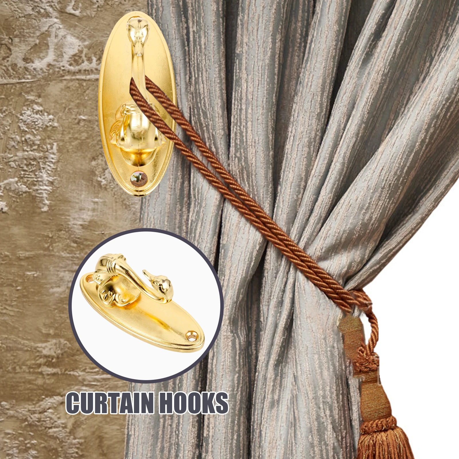 Curtain Hooks Golden 8.5*4Cm Zinc Alloy Vintage Rose Design For Drapery Holdback Tieback Window Decor Clothes Hat Hanger
Curtain Hooks Golden 8.5*4Cm Zinc Alloy Vintage Rose Design For Drapery Holdback Tieback Window Decor Clothes Hat Hanger