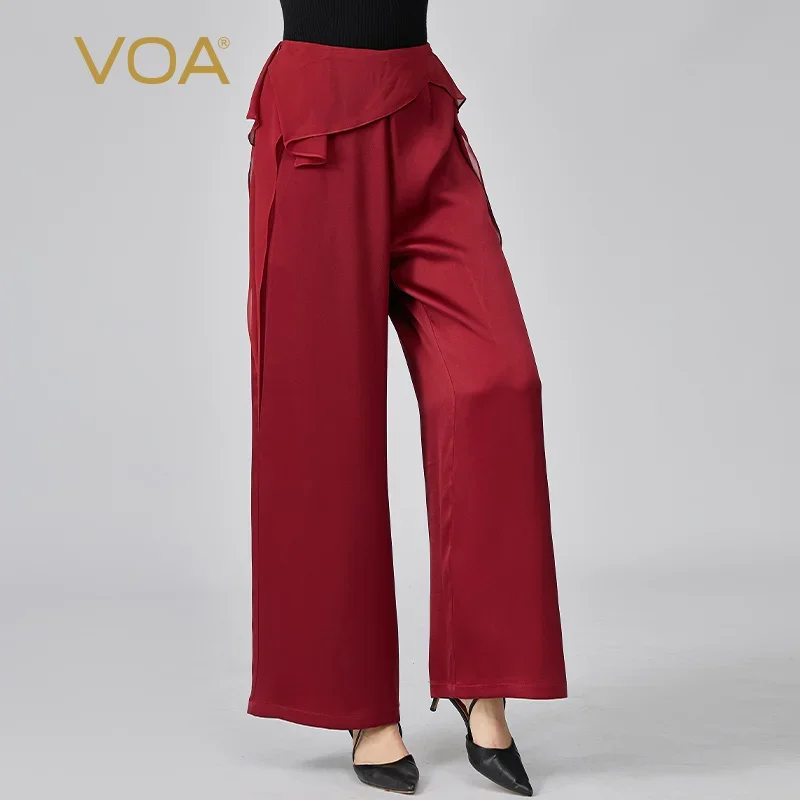 VOA Elegant Ruffles 40m/m Double-sided Satin Silk Trousers New Party Red Pant Diagonal Pockets Simple Woman Wide Leg Pants KE618
VOA Elegant Ruffles 40m/m Double-sided Satin Silk Trousers New Party Red Pant Diagonal Pockets Simple Woman Wide Leg Pants KE618