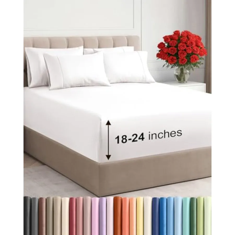 Extra Deep Cal Sheet Set - 6 Pcs Breathable and Cooling Sheets - Hotel Luxury Bedding for Women, Men, and Teens - Easy Secure F
Extra Deep Cal Sheet Set - 6 Pcs Breathable and Cooling Sheets - Hotel Luxury Bedding for Women, Men, and Teens - Easy Secure F