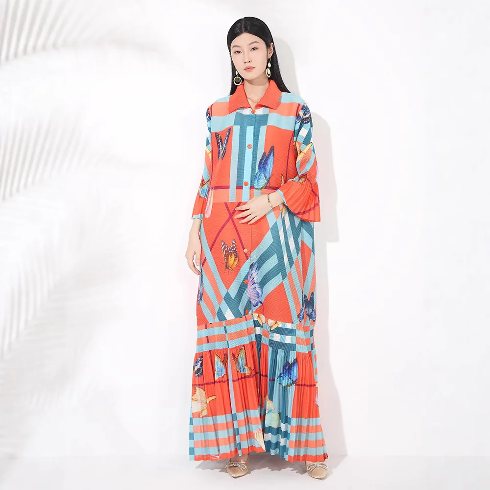 Miyake Style Pleated Print Long Dress for Women New Loose Slim Fashionable Temperament Lapel Flared Sleeve Long Cardigan Skirt
Miyake Style Pleated Print Long Dress for Women New Loose Slim Fashionable Temperament Lapel Flared Sleeve Long Cardigan Skirt